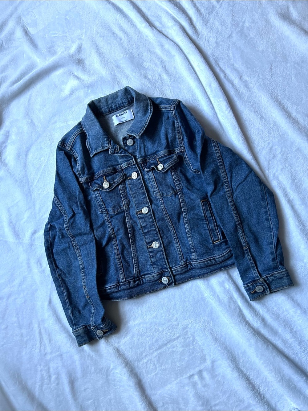Old Navy Girls Denim Jean Jacket Size L 10-12 Stretch Blue